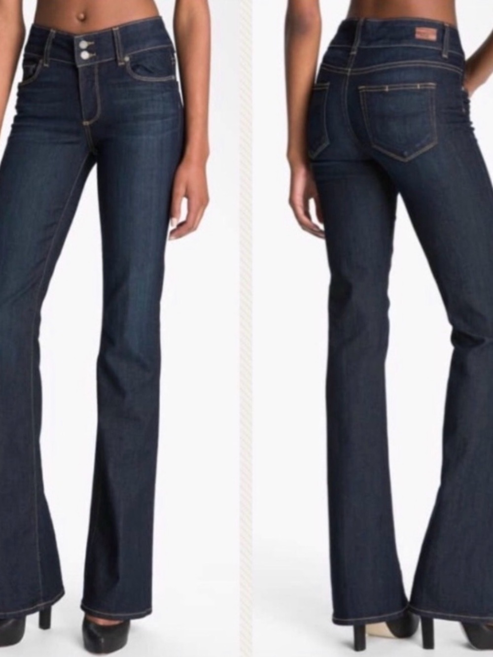 Paige Hidden Hills High Rise Bootcut Dark Blue Jeans